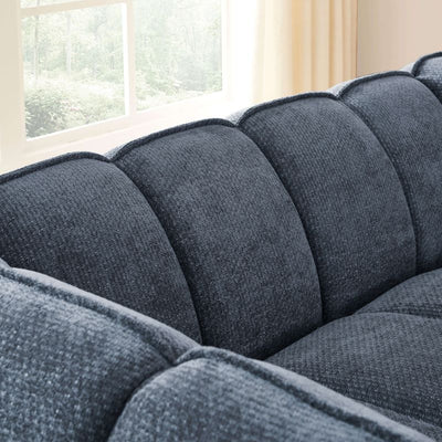 Canapé droit MATILDA 2 places tissu chenille bleu