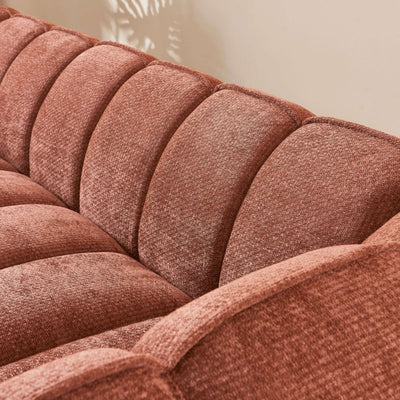 Canapé droit MATILDA 3 places tissu chenille rouge brique