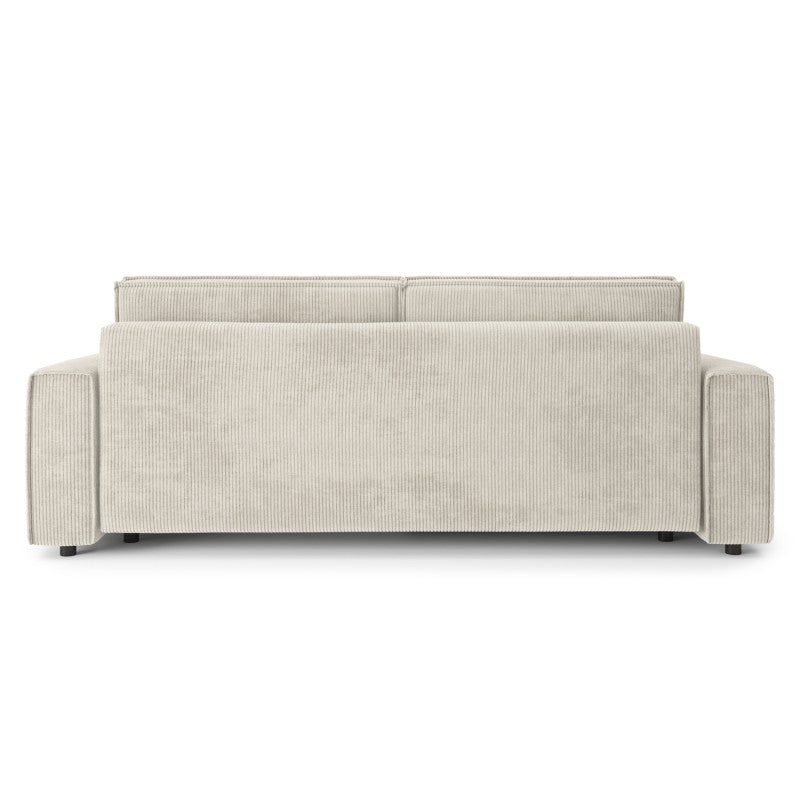 Canapé droit convertible MIRA 3 places en velours côtelé beige