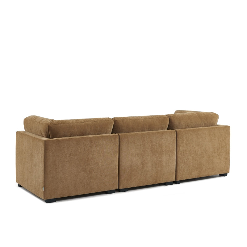 Canapé droit modulable 3 pièces BILLIE tissu chenille écureuil