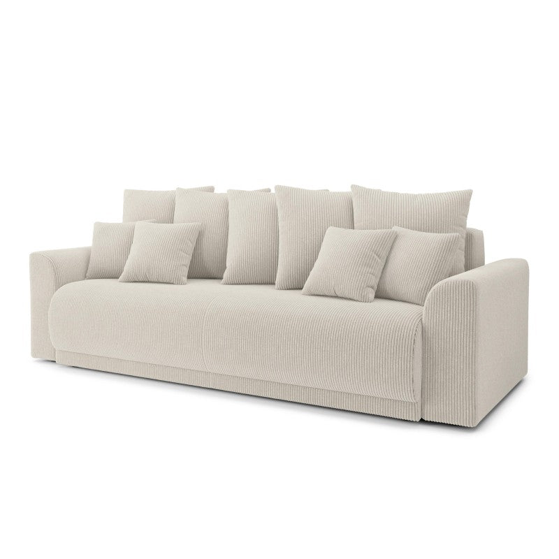 Canapé droit convertible NOVA 3 places en velours côtelé beige