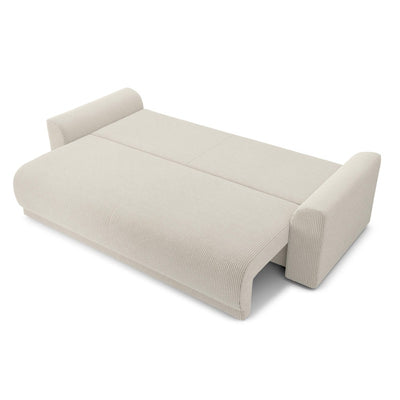 Canapé droit convertible NOVA 3 places en velours côtelé beige