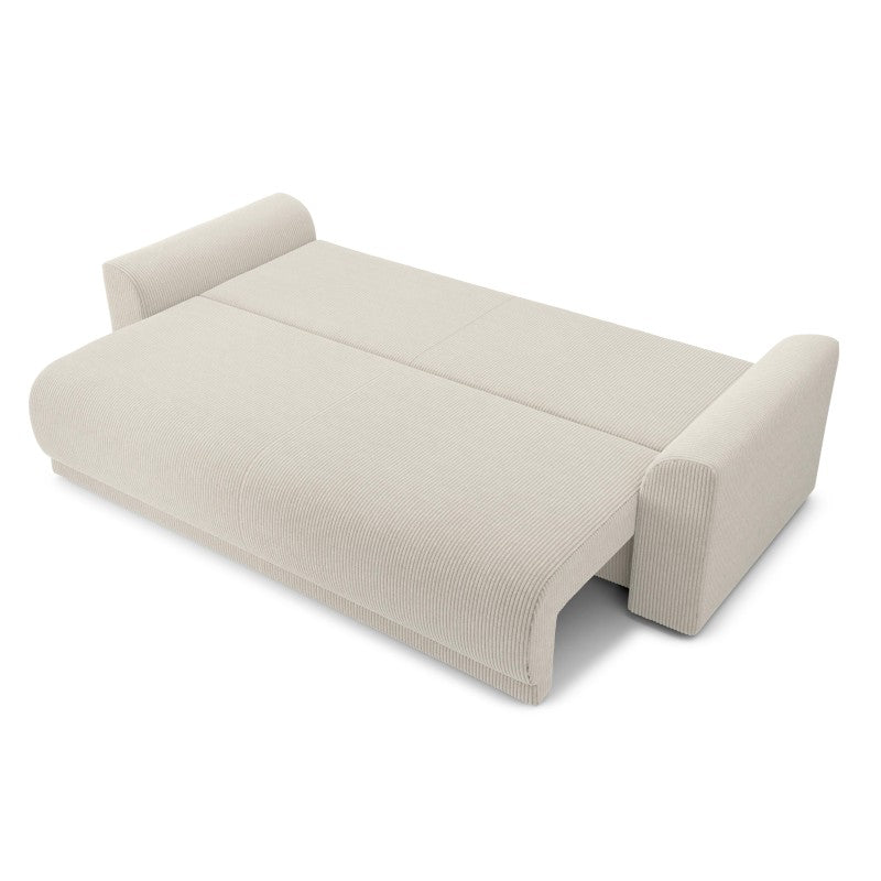 Canapé droit convertible NOVA 3 places en velours côtelé beige