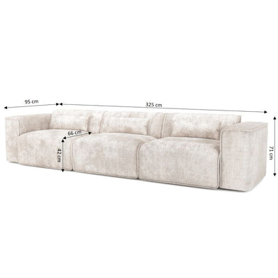 Canapé droit fixe NUNA 4/5 places tissu beige