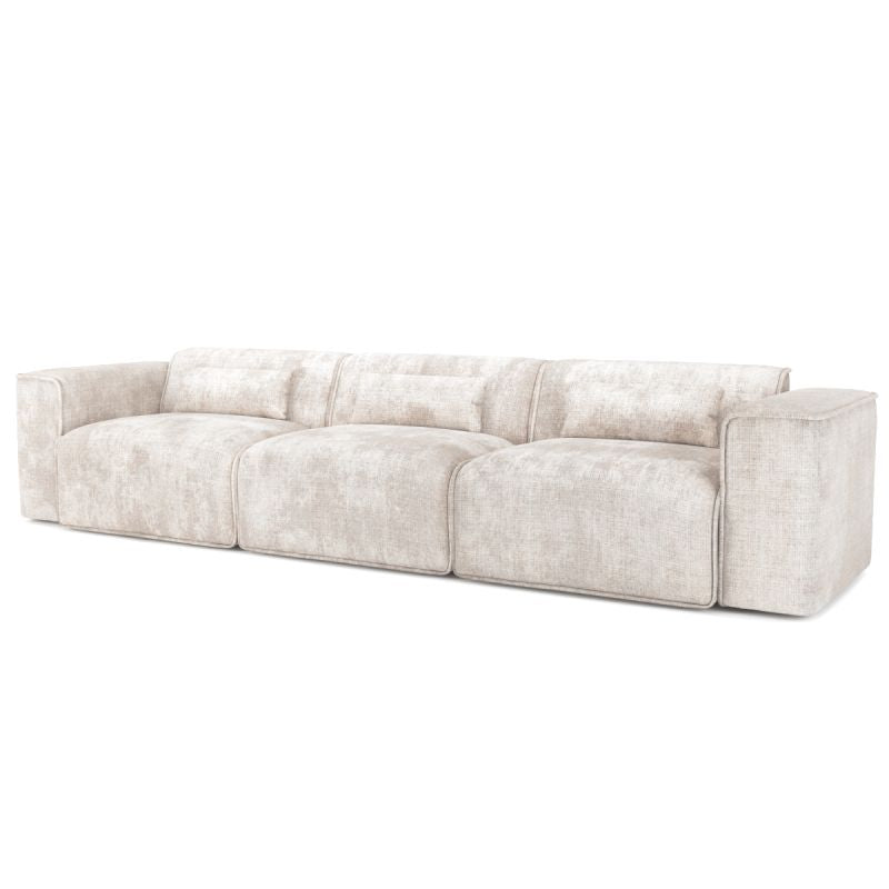 Canapé droit fixe NUNA 4/5 places tissu beige