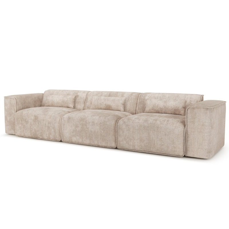 Canapé droit fixe NUNA 4/5 places tissu taupe