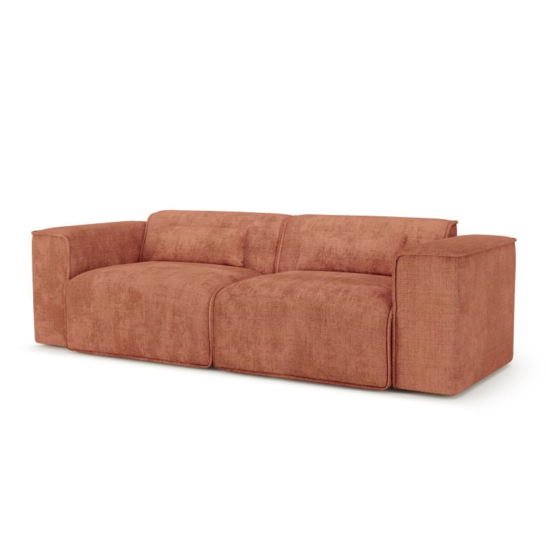 Canapé droit fixe NUNA 3 places tissu terracotta