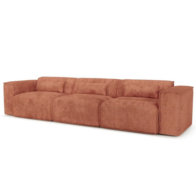 Canapé droit fixe NUNA 4/5 places tissu terracotta