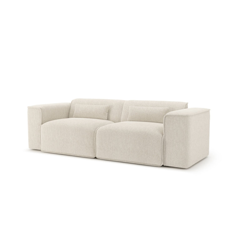 Canapé droit fixe NUNA 3 places velours côtelé beige