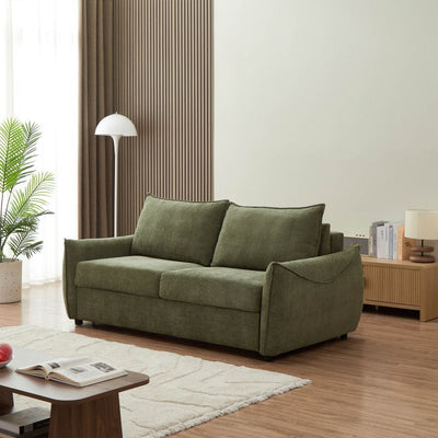 Canapé droit convertible express PALLA 3 places tissu chenille vert