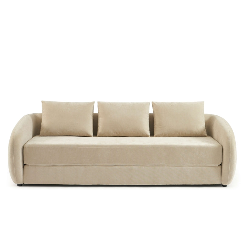 Canapé droit 3 places PAZ tissu chenille beige, style déplimousse moderne