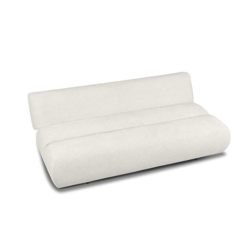 Canapé droit convertible PIO 3 places tissu bouclette écru