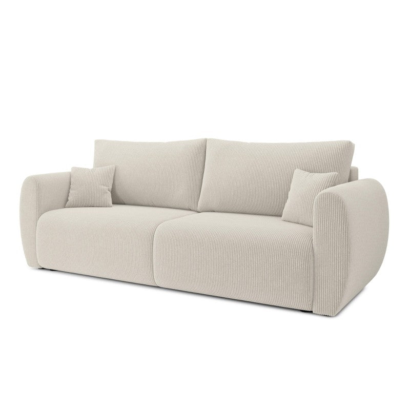 Canapé droit convertible REFA 3 places velours côtelé beige