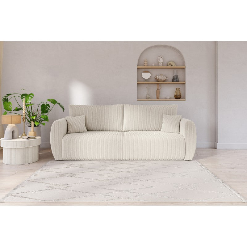 Canapé droit convertible REFA 3 places velours côtelé beige