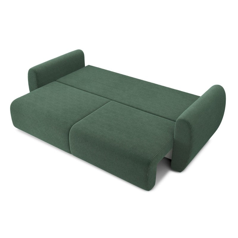 Canapé droit convertible REFA 3 places velours côtelé vert