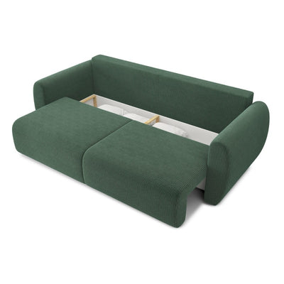 Canapé droit convertible REFA 3 places velours côtelé vert
