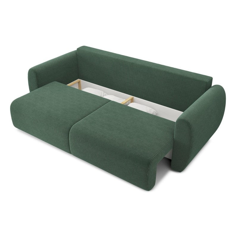 Canapé droit convertible REFA 3 places velours côtelé vert