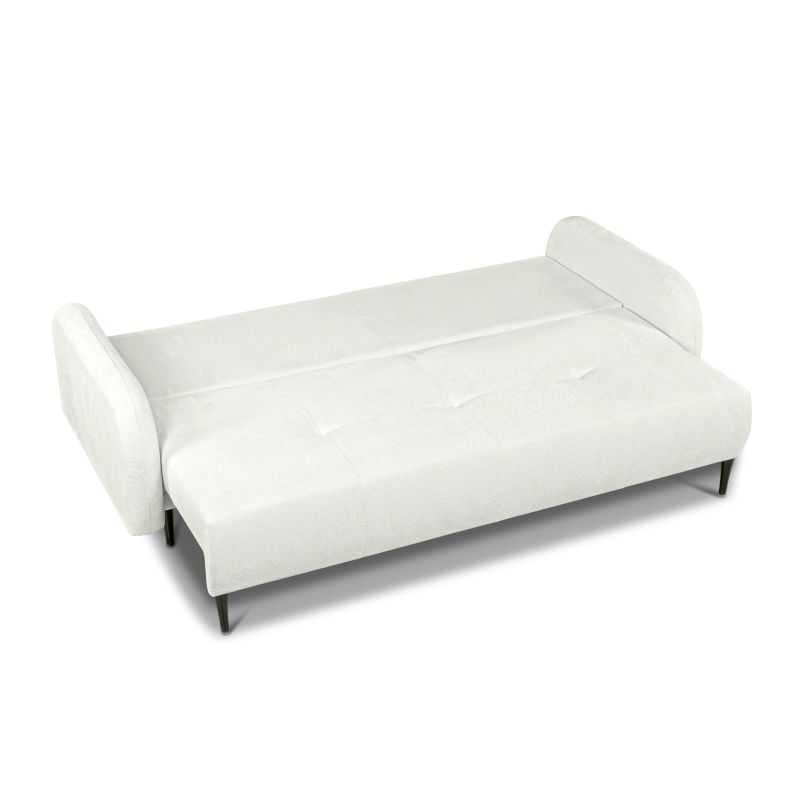 Canapé droit convertible ROTONDO 3 places tissu bouclette écru