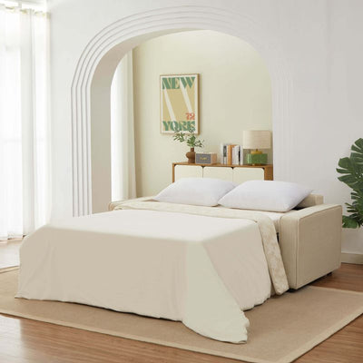 Canapé droit convertible express ROYAL 3 places velours côtelé beige