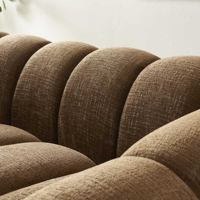 Canapé droit SUNNY 2 places tissu tweed marron