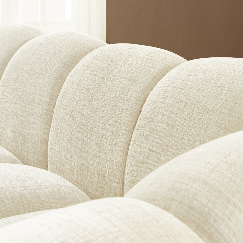 Canapé droit SUNNY 3 places tissu tweed écru