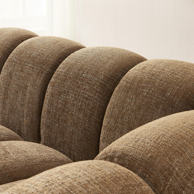 Canapé droit SUNNY 3 places tissu tweed marron