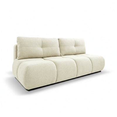 Canapé droit convertible TASCA 3 places tissu bouclette grège