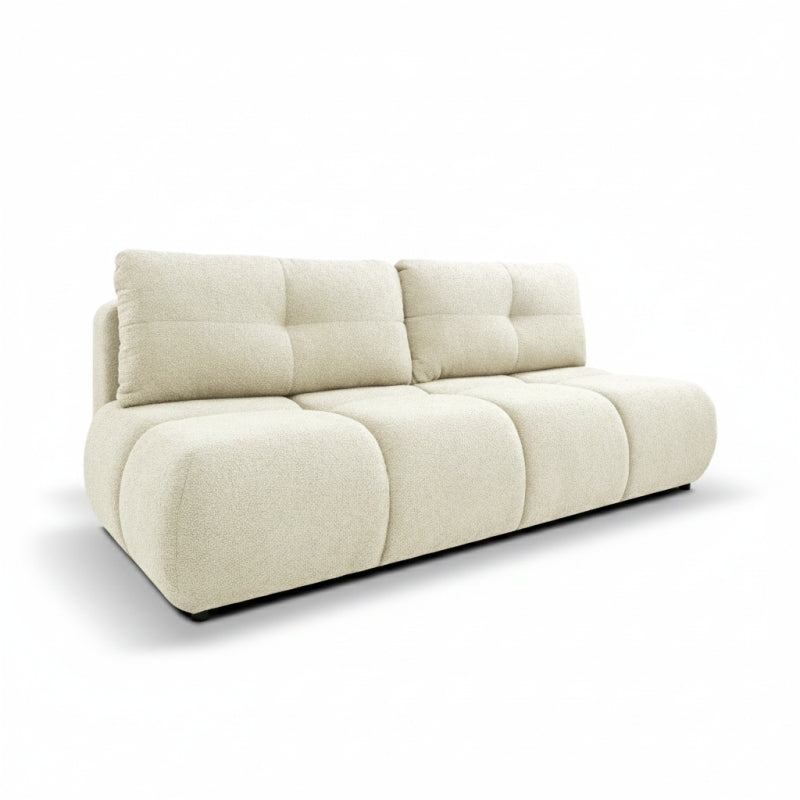 Canapé droit convertible TASCA 3 places tissu bouclette grège