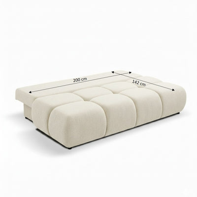 Canapé droit convertible TASCA 3 places tissu bouclette grège