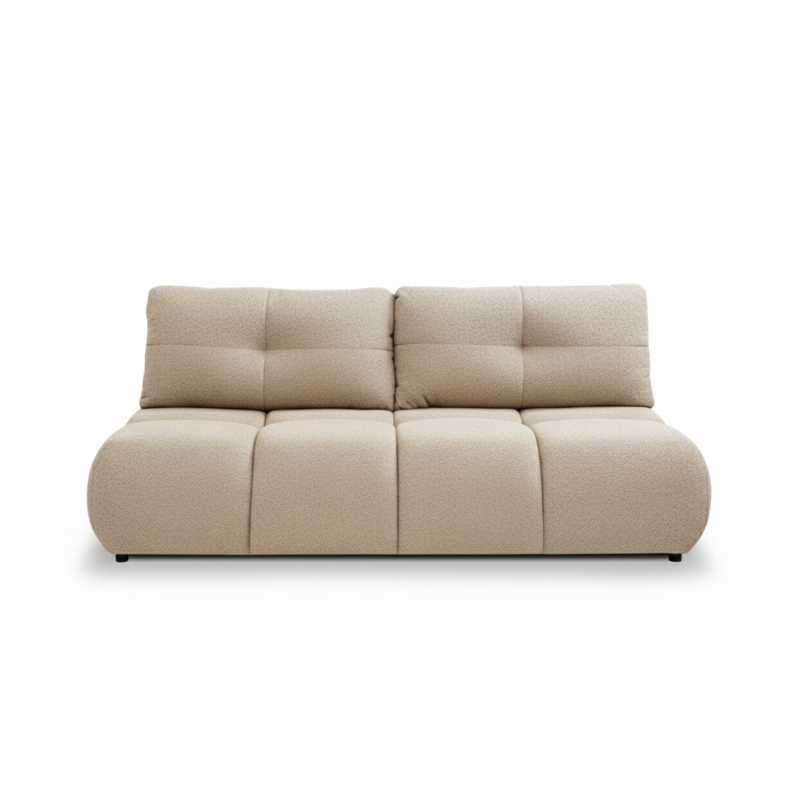 Canapé droit convertible 3 places tissu bouclette taupe, assise généreuse pour salon moderne