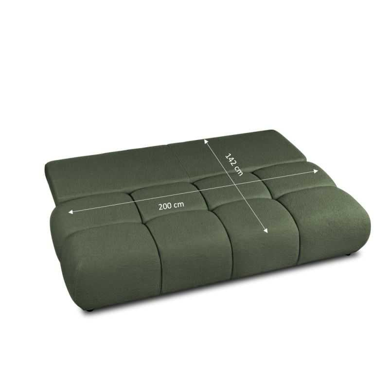 Canapé droit convertible TASCA 3 places tissu bouclette vert kaki