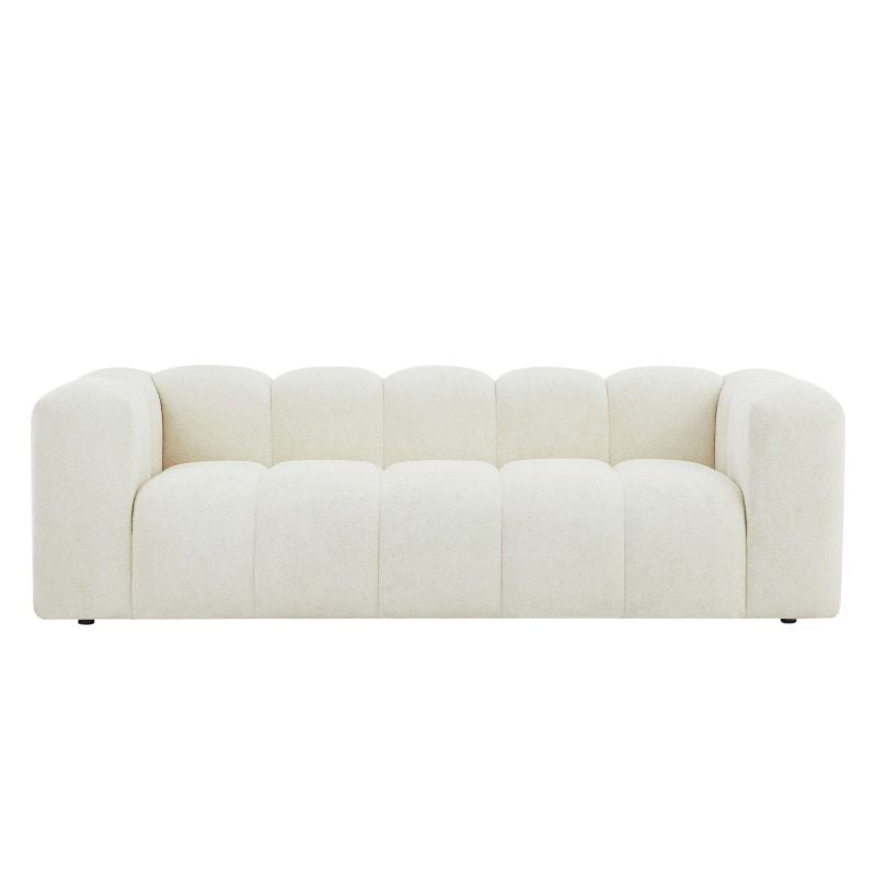 Canapé droit 3 places tissu beige matelassé TASTA, style cosy pour salon moderne