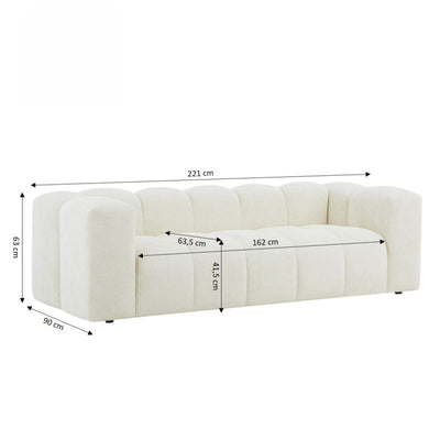 Canapé droit fixe TASTA 3 places tissu beige