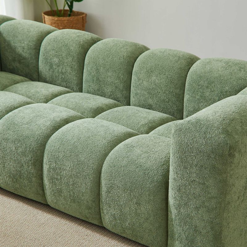 Canapé droit fixe TASTA 3 places tissu vert olive