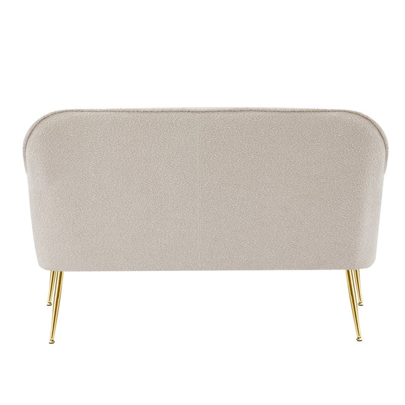 Canapé droit fixe MARCELINO 2 places tissu bouclette beige