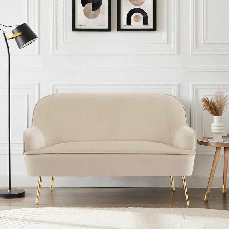 Canapé droit fixe MARCELINO 2 places velours beige