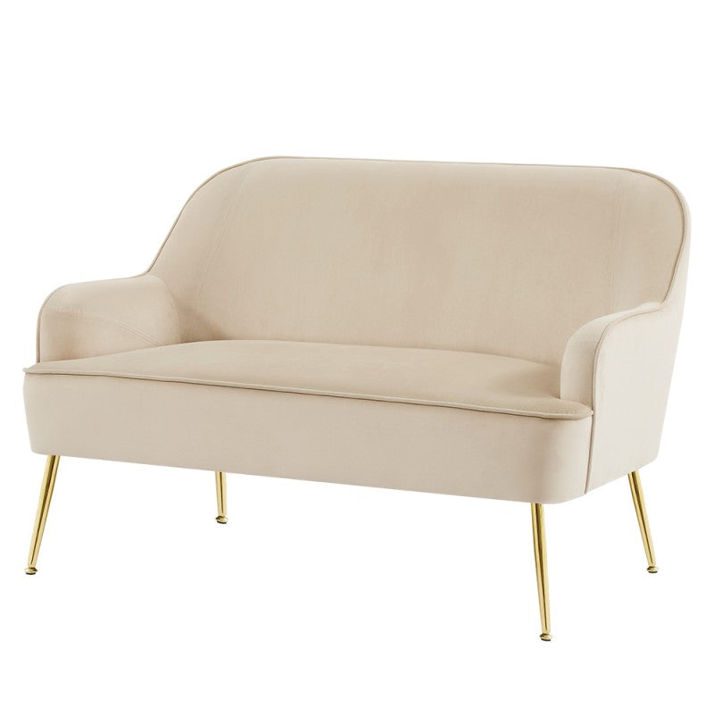 Canapé droit fixe MARCELINO 2 places velours beige