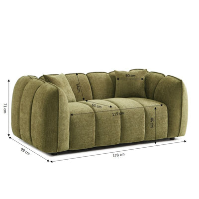 Canapé MATILDA 2 places tissu chenille vert