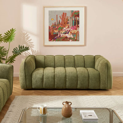 Canapé MATILDA 3 places tissu chenille vert