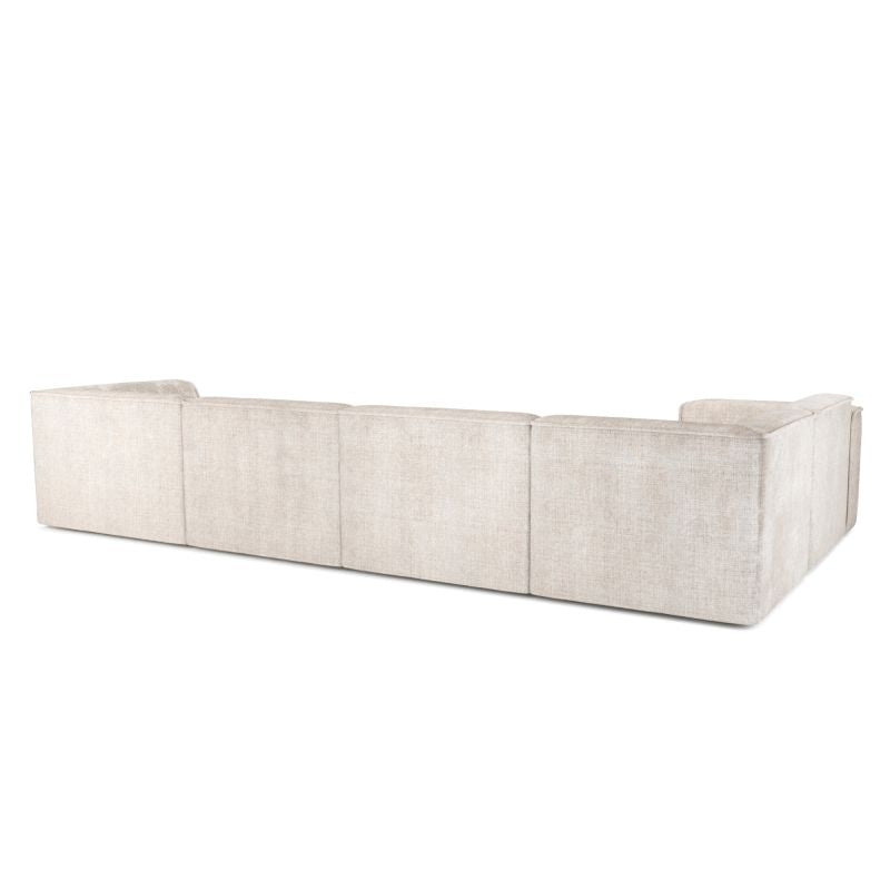 Canapé panoramique fixe NUNA 7 places chaise droite tissu beige