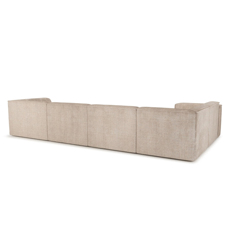 Canapé panoramique fixe NUNA 7 places chaise droite tissu taupe