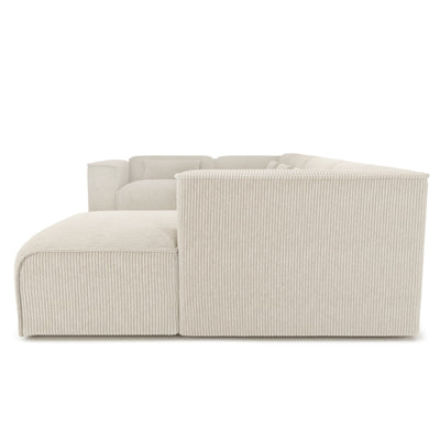 Canapé panoramique fixe NUNA 7 places chaise droite velours côtelé beige