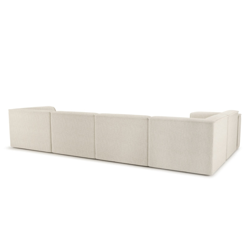 Canapé panoramique fixe NUNA 7 places chaise droite velours côtelé beige