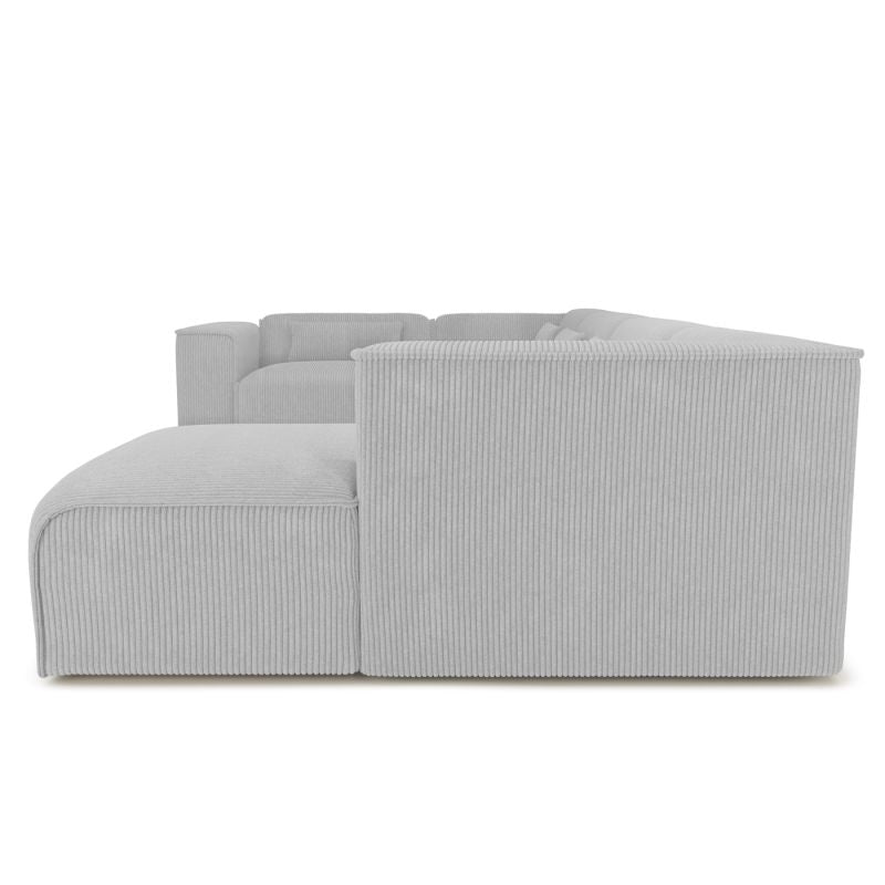 Canapé panoramique fixe NUNA 7 places chaise droite velours côtelé gris