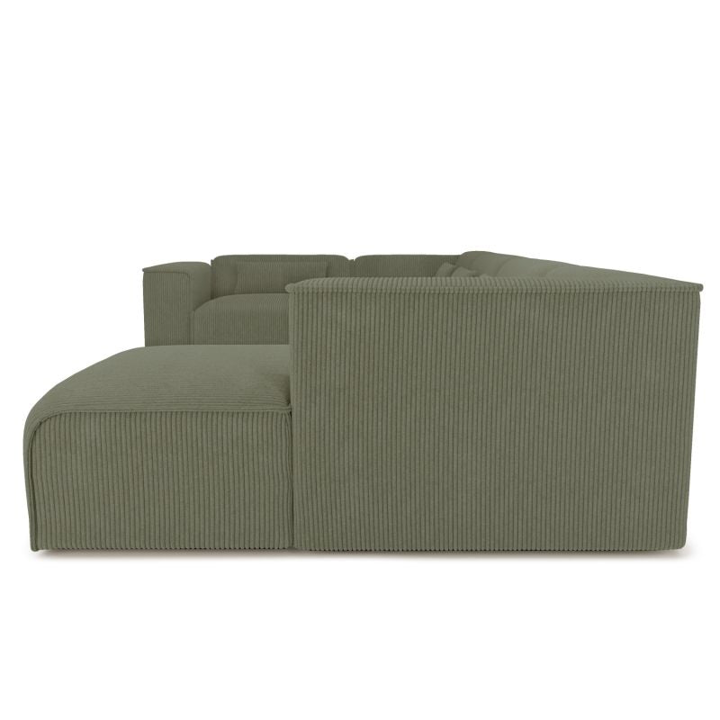 Canapé panoramique fixe NUNA 7 places chaise droite velours côtelé vert