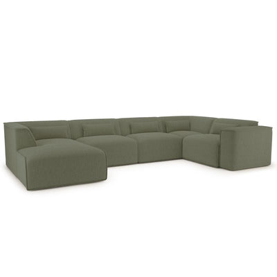 Canapé panoramique fixe NUNA 7 places chaise gauche velours côtelé vert