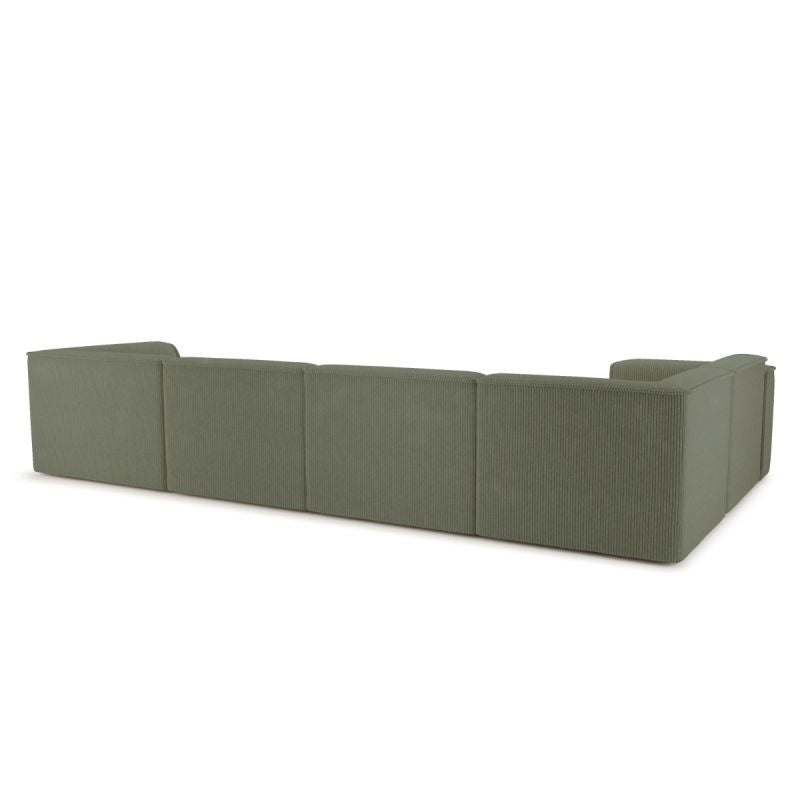 Canapé panoramique fixe NUNA 7 places chaise droite velours côtelé vert
