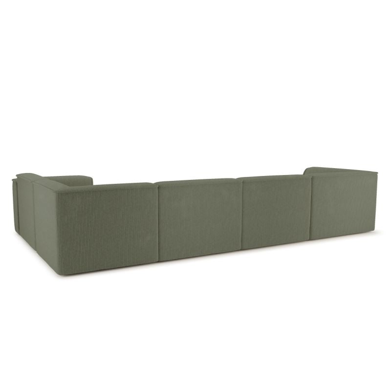 Canapé panoramique fixe NUNA 7 places chaise gauche velours côtelé vert