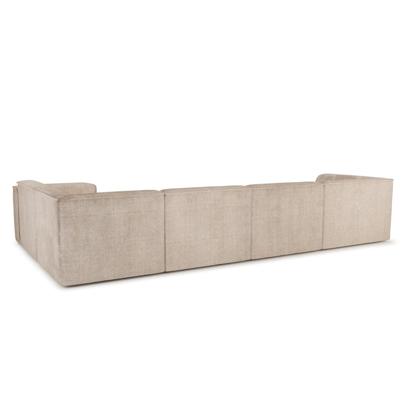 Canapé panoramique fixe NUNA 7 places chaise gauche tissu taupe