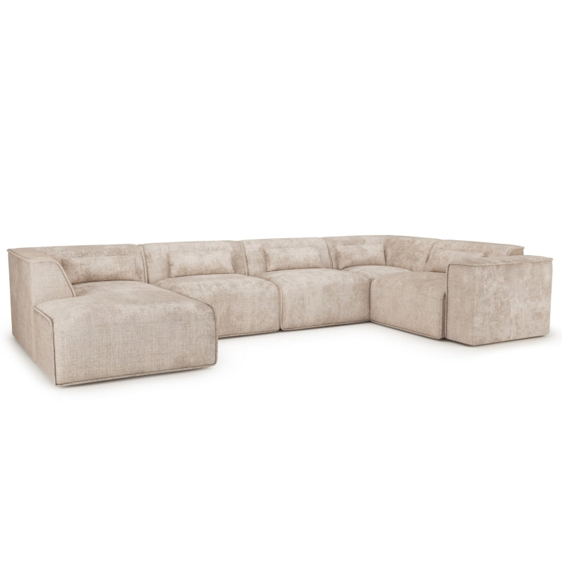 Canapé panoramique fixe NUNA 7 places chaise gauche tissu taupe